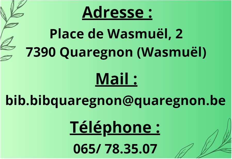 Informations bibliothèque Wasmuël